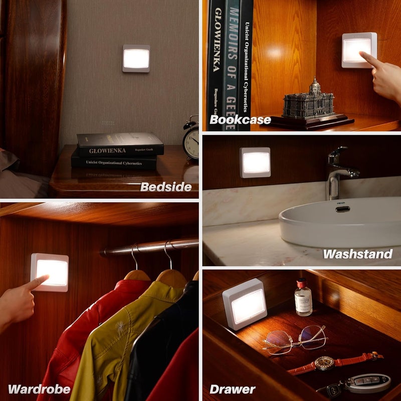 STAR-SPANGLED 3 Pack 3.7” Dimmable Push Tap Lights, Stick on LED Touch Lights AA Battery Operated, 3 Color Modes Sticky Button Lamps for Classroom, Kitchen, Under Cabinet, Closet - Image 4
